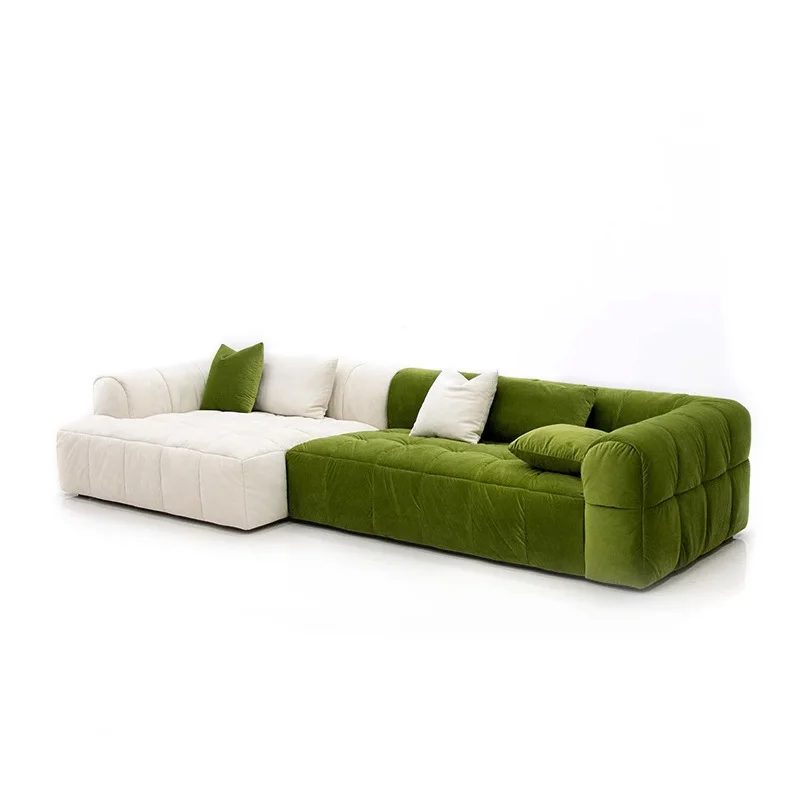

#Down sofa, small apartment, ultra-soft double, three-seater, wabi-sabi-style linen fabric sofa, living room