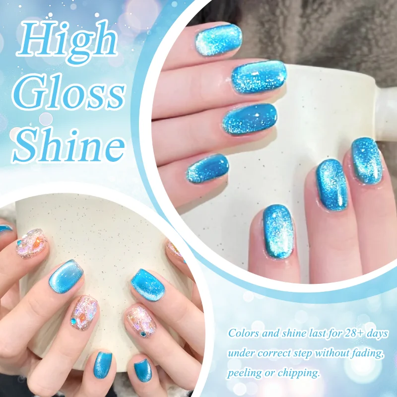 Smalto per unghie gel magnetico gatto blu da 10 ml effetto glitter semi permanente Soak Off smalto gel UV LED per manicure forniture per unghie fai da te