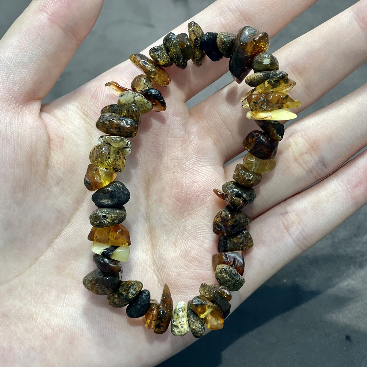 7x11mm-18cm Natural Amber “Duobao” Free-Form Chipped Stone Bracelet Gift Jewelry Make Supplies DIY Necklace Earrings Accessories