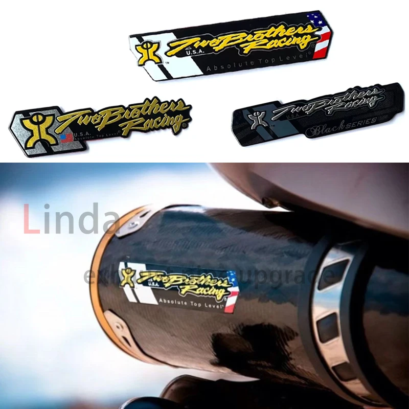 Motorcycle Exhaust Tip Pipe Two Brothers Racing Stickers Moto 3D aluminum Heat-resistant Muffler Decals for Yamaha Kawasaki Modi