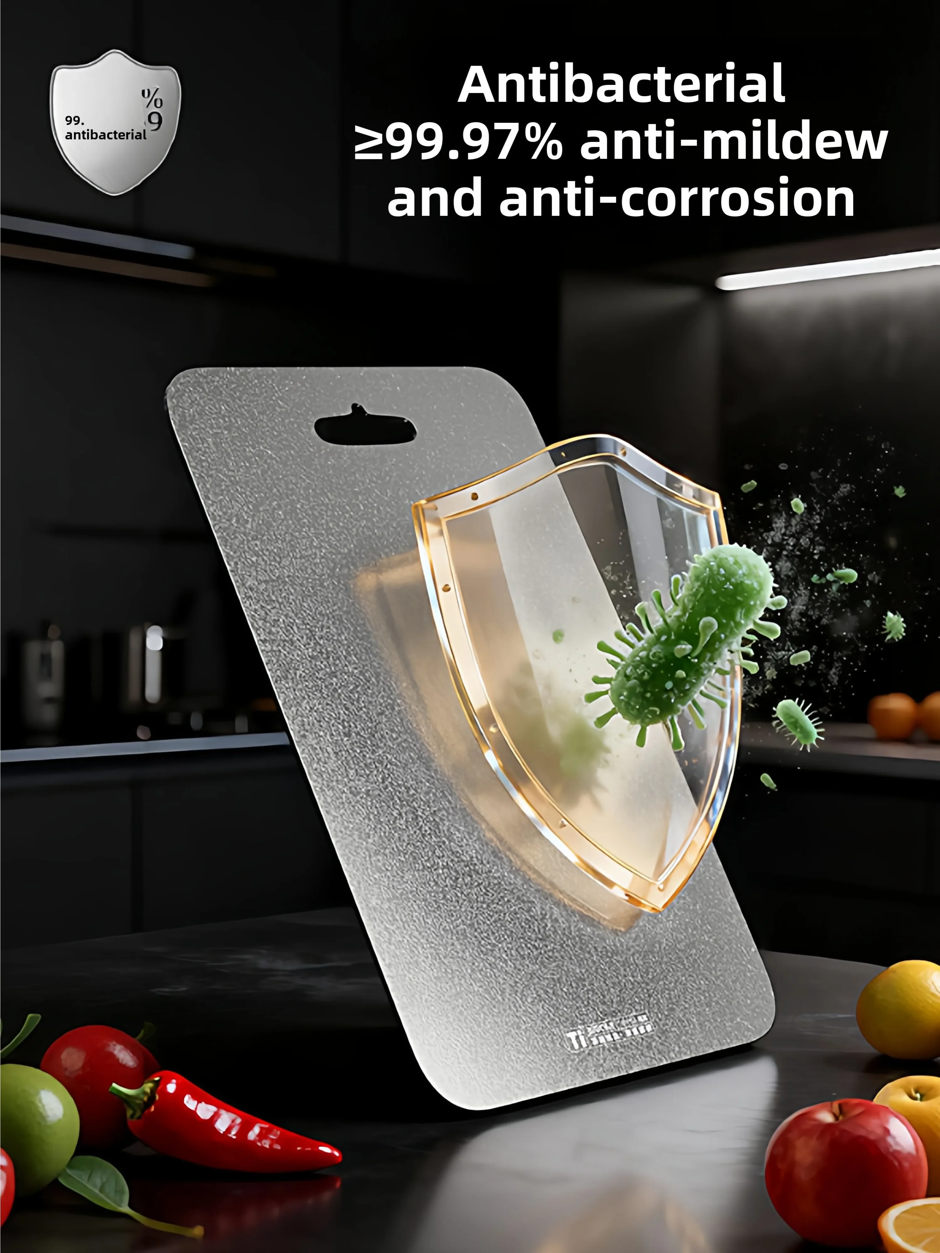 Pure Titanium Cutting Board Double Sided Thickened Kitchen Chopping Board Anti Bacterial Food Grade