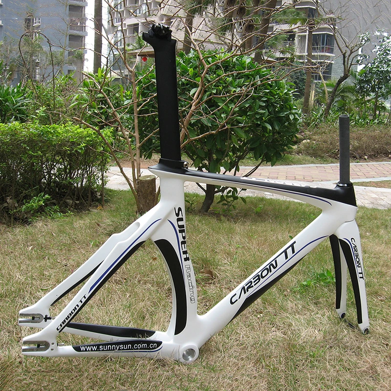 700c White Carbon Track Bike Frame Fixie Bicycle Single Speed Frameset Fixed Gear Frame