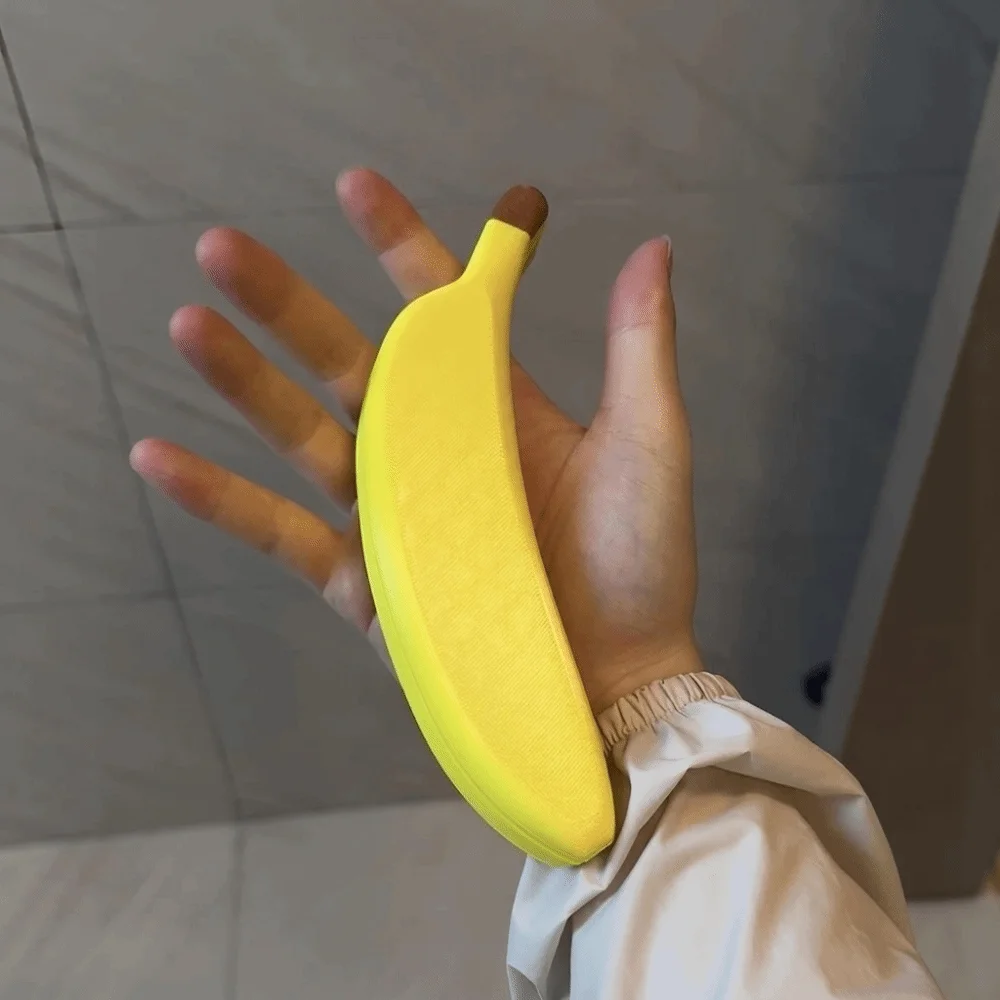 Novelty 3D Printed Banana Shaped Folding Fan Plastic Artistic Decor Handheld Fan Portable Handmade Art Cooling Fan Summer Gift