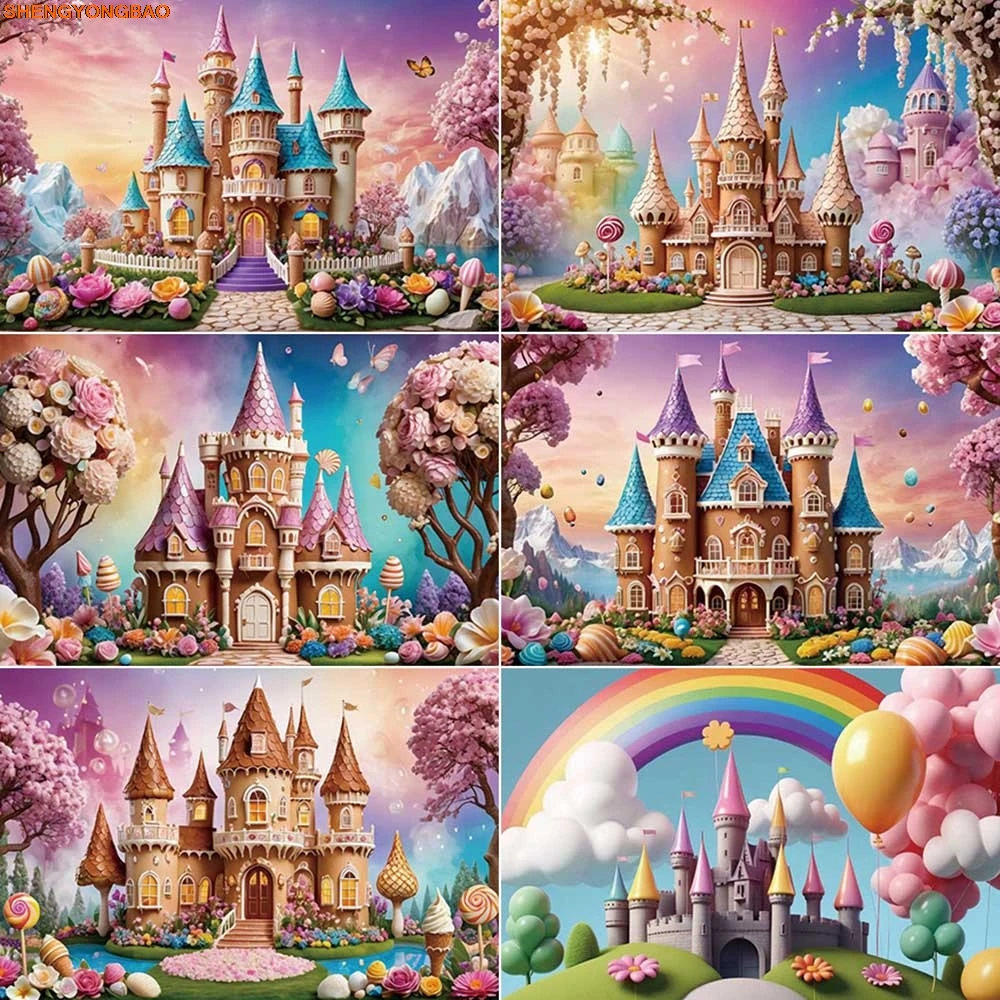 

Fairy Castle Garden Photography Background Coral Shell Rainbow Photozone Backdrop Children Studio Photozone Accessories