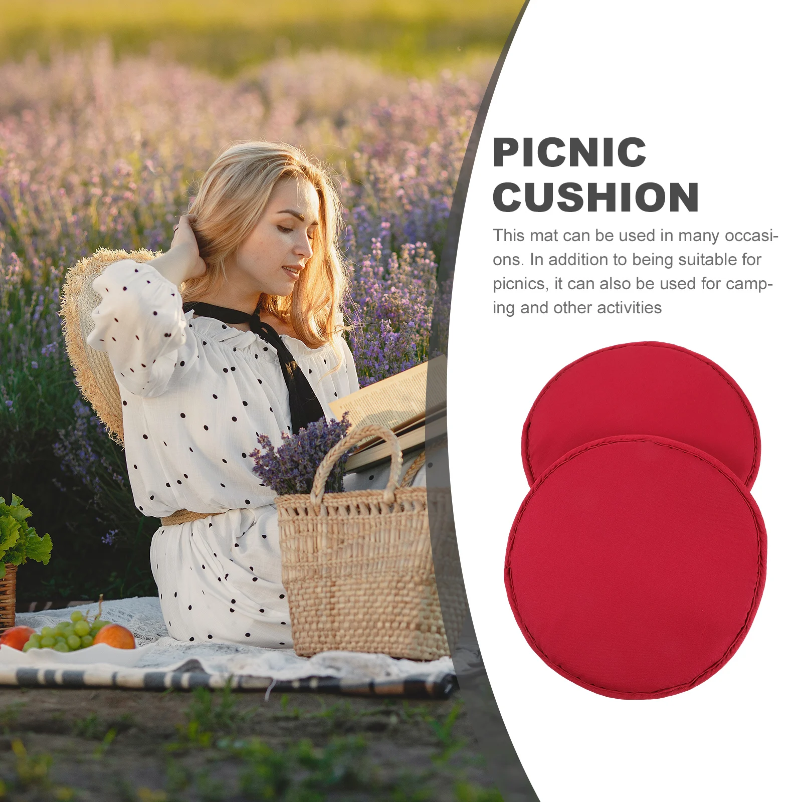 

2pcs Round Outdoor Seat Cushion Camping Sitting Pad Picnic Mat Durable Polyester Pp Wear-Resistant Simple Color For Camping
