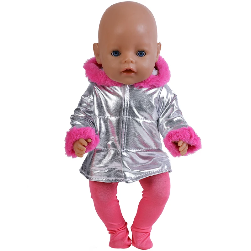 Jaket Bulu Angsa untuk Boneka 17 Inci 43-46Cm Baju Boneka Anak Perempuan Amerika Pakaian Bayi Baru Lahir Musim Dingin Mantel Hangat + Legging Hadiah Anak