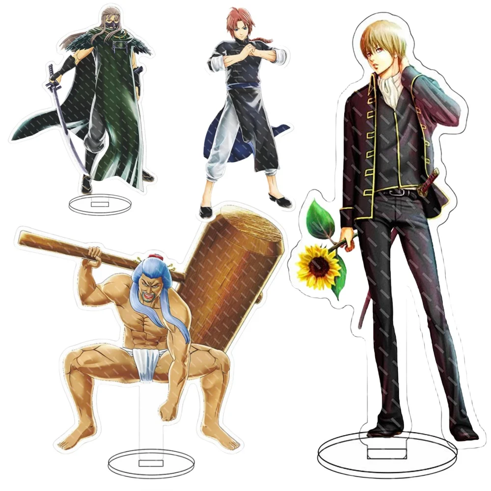 Hot Anime GINTAMA Keychain HD Character Katsura Kotarou Acrylic Stands Sakata Gintoki Character Model Plate Desk Decor Standing