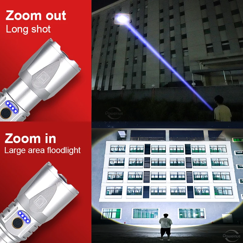 90000LM Most Powerful LED Flashlight USB Rechargeable High Power Tactical Flash Light 18650 Zoom Long Shot 3000M Spotlight Torch