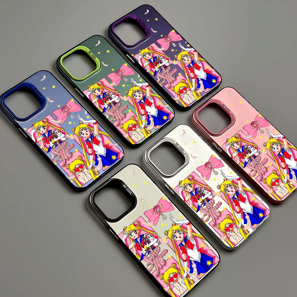 

Sailor Moon Japanese Anime Phone Case IMD Color Silver Shell For IPhone 16 15 14 13 12 Pro Max Plus