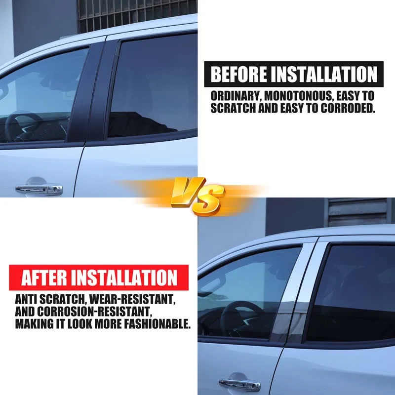

For Mitsubishi L200 Triton 2015-2023 stainless steel silver car window center pillar patch decorative sticker car accessories