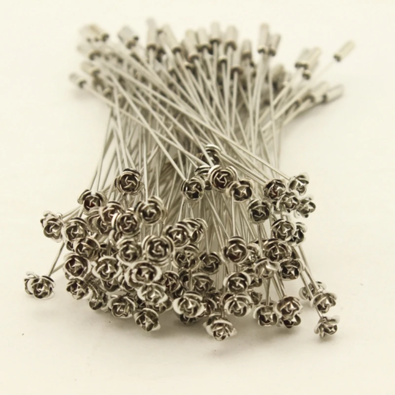 10Pcs/Lot Crystal Flower Flat Head Brooch Pins Safety Pins With Stopper Ends For DIY Crafts Ornament Making Bag Garment Accesso