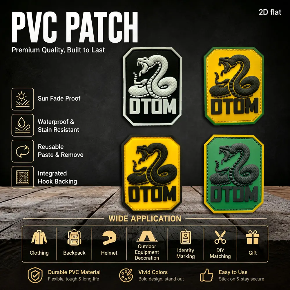 1Pc/2Pcs/3Pcs Optional Rounded Corner Polygonal Snake Pattern Pvc Patch Badge with Clear Texture and Durable Texture for Jackets, Backpacks, Vests, and Clothing Identification, Includes Fleece Backing