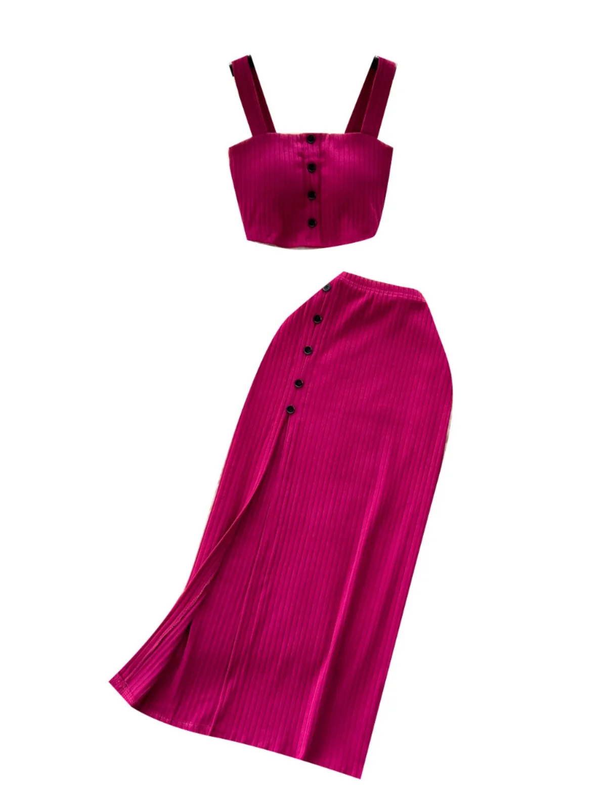 

American Sle Pure Desire ort Crop Top And High Waist Slimming Split Skirt Set for Women Summer Faion Outfit