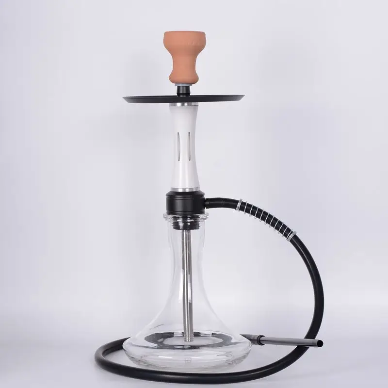 Single Tube Shisha Hookah Water Pipe Kettle Special Porous Shisha Hookah Smoke Outlet Water Pipe Whole Set Glass Metal Made