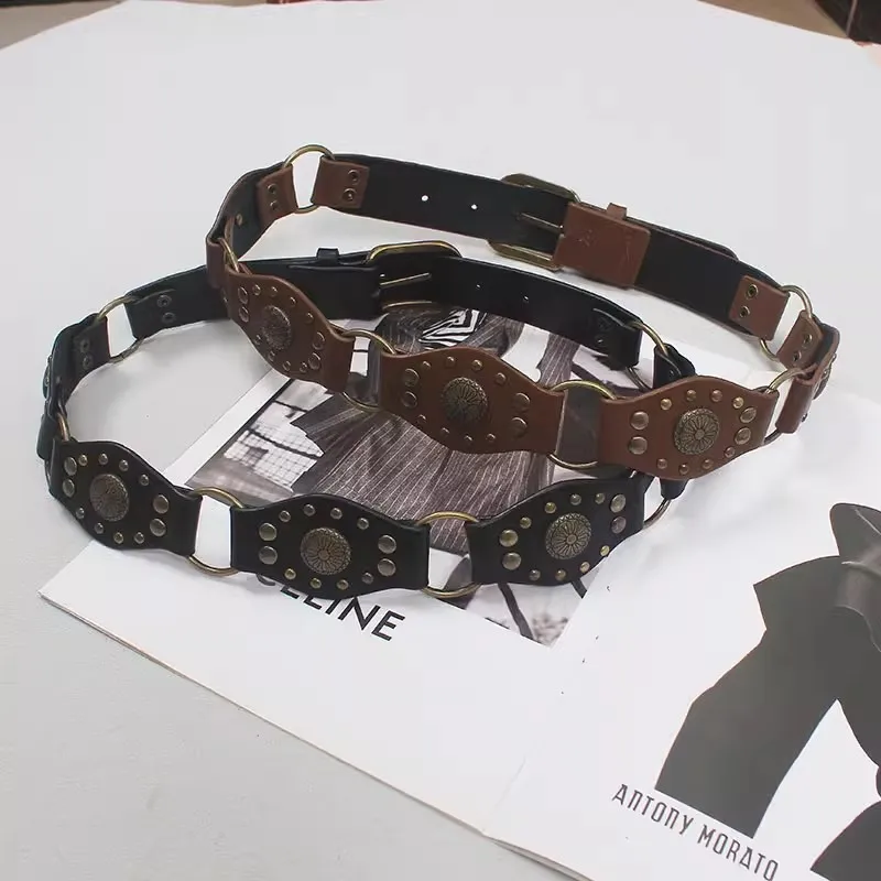 المرأة المدرج موضة خمر بولي Leather الجلود الشرير فستان Cummerbunds الكورسيهات حزام أحزمة الديكور واسعة حزام R1663