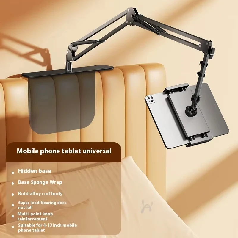 Desk Tablet Holder Hidden Base Foldable Arm Stand for iPad air iPhone 17 16 15 14 Samsung S26 S25 4.5~12.9 Inches Devices