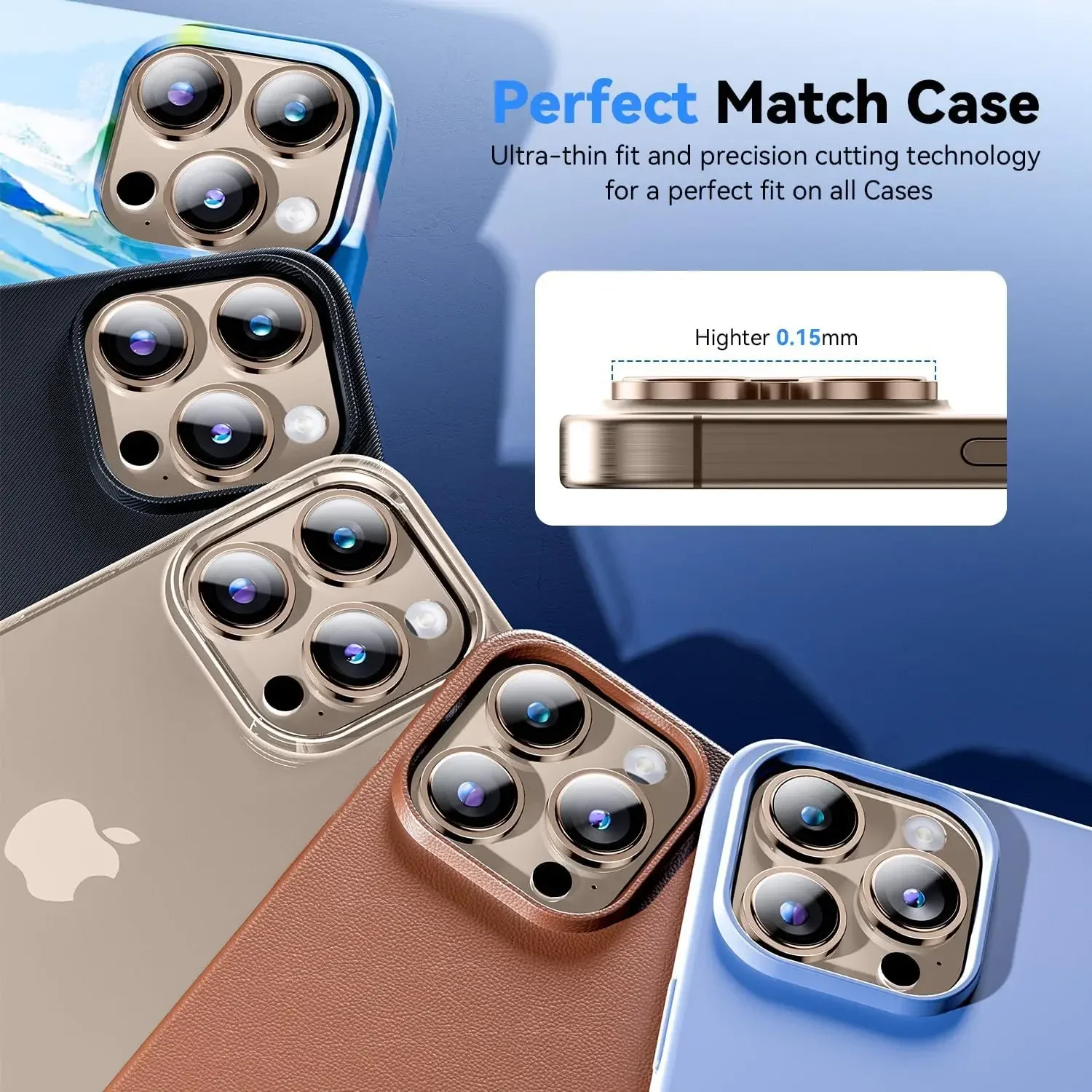 2-3 قطعة غطاء حماية لعدسة الكاميرا من الزجاج المقسى الصحراوي لهاتف iPhone 17 pro Max Air 15 16 pro Max 16 plus - ملحق واقي