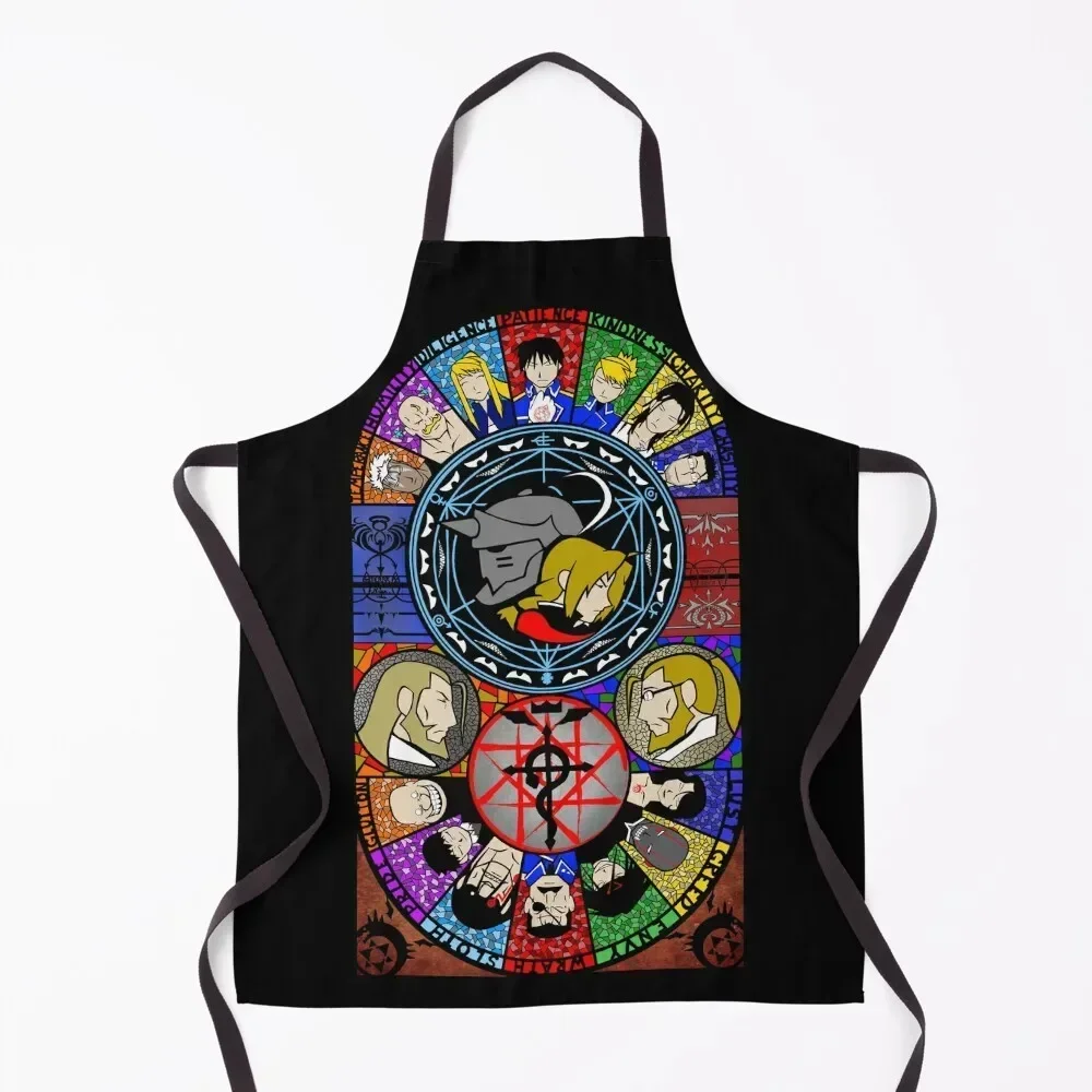 

Fullmetal Alchemist Stained Glass Apron For Man For Man Haircut Waiter Uniforms kitchen clothes Apron