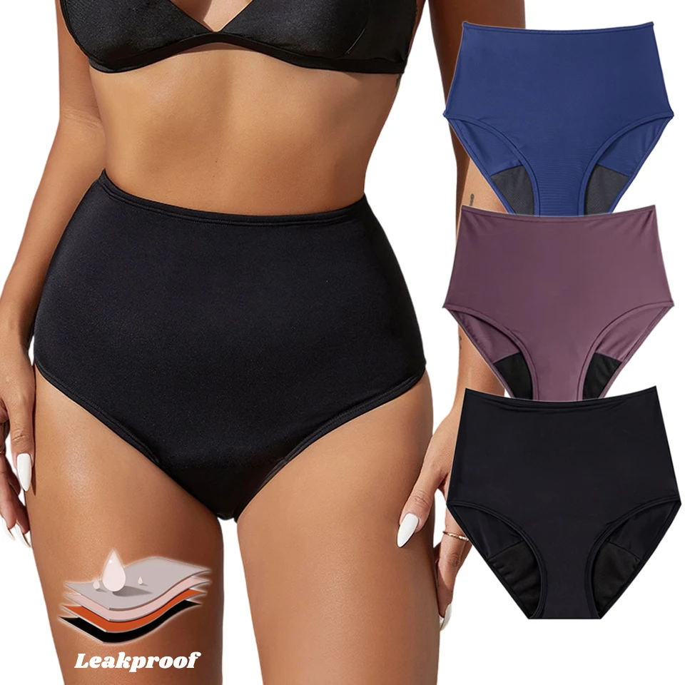 

Купальники для периода, бикини с высокой талией, менструальный купальник, герметичные трусики для женщин, девочек-подростков