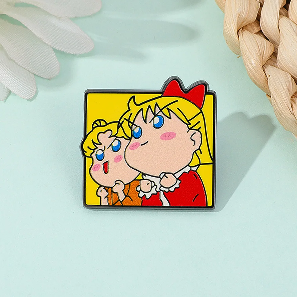 Anime Enamel Pin Cute Cartoon Girls Metal Brooch Badge Lapel Pin Backpack Clothing Decoration Accessories Gift for Fans