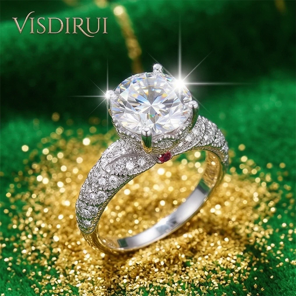 VISDIRUI 1-3ct Moissanite Solitaire Ring for Women 4 Prong D Color VVS1 S925 Sterling Silver Classic Round Cut Bridal