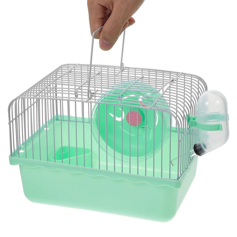 

2pcs Portable Hamster Cage With Water Bottle Exercise Wheel For Small Pet Travel Carrier Outdoor Play Durable Plastic Iron Wire
