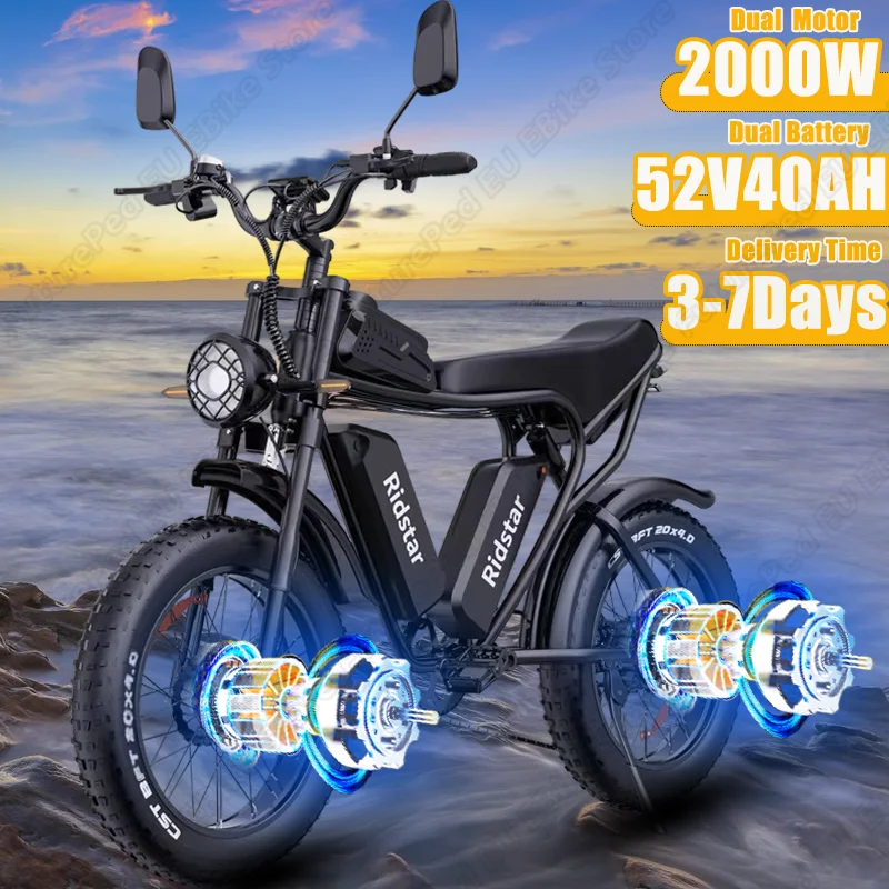 Elektro fahrrad 2000w Doppel motor 52 v40ah Doppel batterie Elektro fahrrad Mountainbike All-Terrain