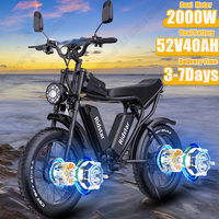 Q20 Pro Electric Bicycle 2000W Dual Motor 52V40Ah Dual Battery Electric Bike Mountain Motorcycle 20*4.0 Inch Fat Tire City Ebike