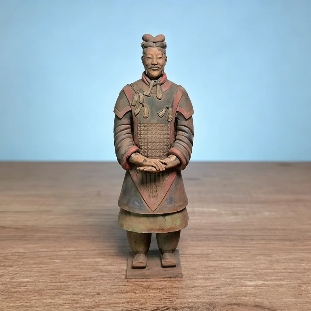 

12cm Ancient Chinese Warrior Resin Figurine – Vintage Terracotta Inspired Collectible Statue for Home/Office Decor