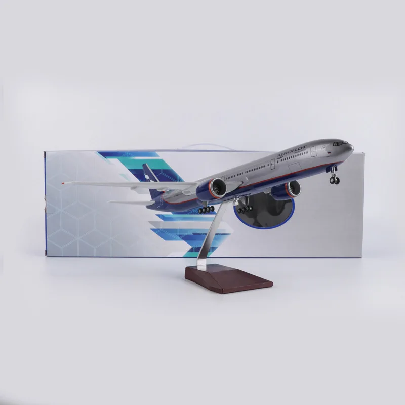 

1:157 Scale 47cm Resin Aircraft B777 Aeroflot Airlines Model With Lights And Wheel Diecast Airplane For Children Gift Ornaments