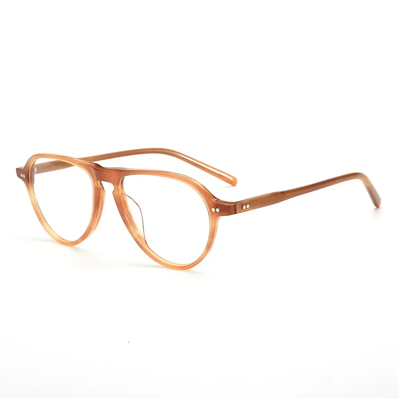 Depp Acetate Eyeglasses Pilot Frame Vintage Optical for Prescription Glasses Lightwight Fullrim Eyewear Linen Crystal Black Tort