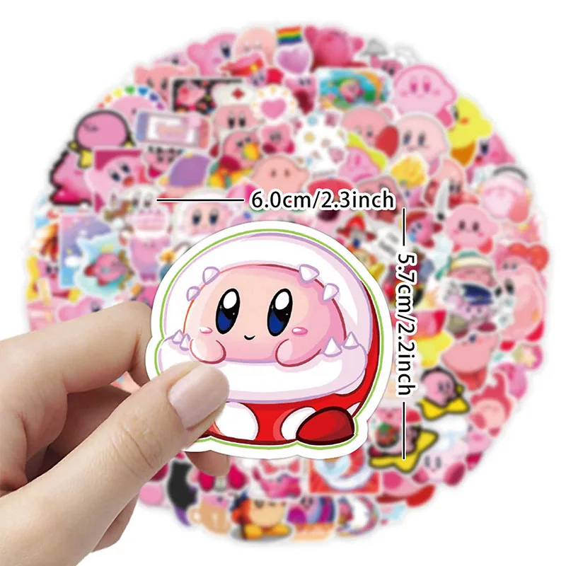 50PCS Kirby  DIY  Cartoon Stickers Phone Trunk Refrigerator Waterproof Anime Stickers Anime Figure Image Toys Sticker Gift