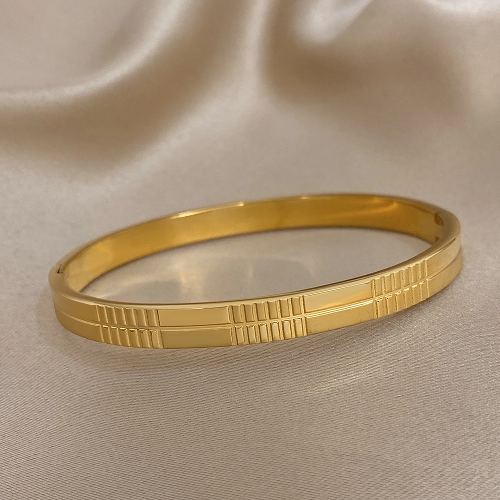 مكتنزة الشرير هندسية شبكة الملمس الفولاذ المقاوم للصدأ سوار للنساء الرجال الكلاسيكية مطلية بالذهب سوار فاخر المعصم مجوهرات هدية #6