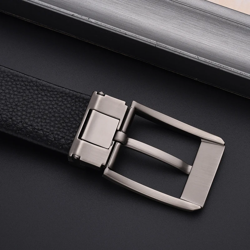 Pierre Cardin Men Genuine Leather Belt for Men Belts Men's needle buckle waistband Black