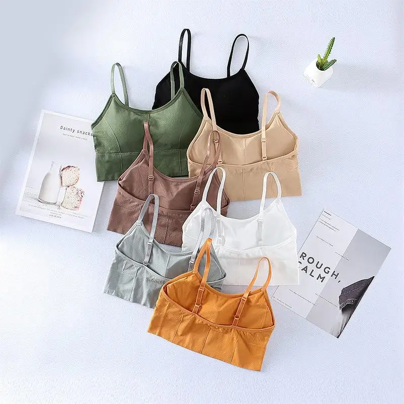 Sports Bras Low Back Sleep Bra Bralettes Seamless Bra Tank Top Gym Athletic Camisole with Adjustable Straps