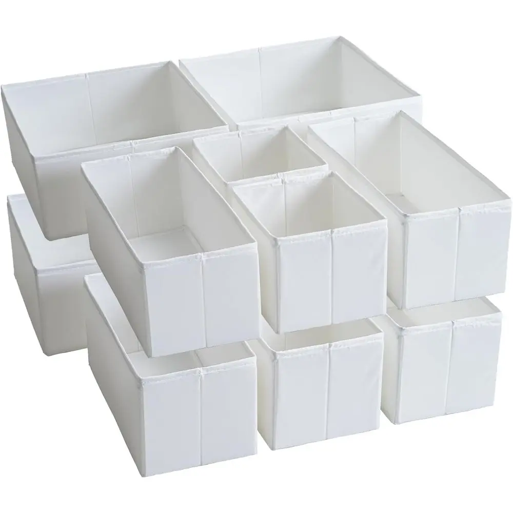 

Набор из 12 прочных тканевых органайзеров белого цвета с моющимися основаниями для хранения мелочей в ванной или шкафу