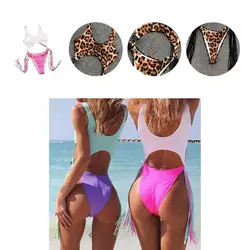 2022 Sexy One Piece Women Swimsuit Summer Stylish Slim Patchwork Tassel Bikini Female Off Shoulder Swimwear Bodycon Bathing Suit