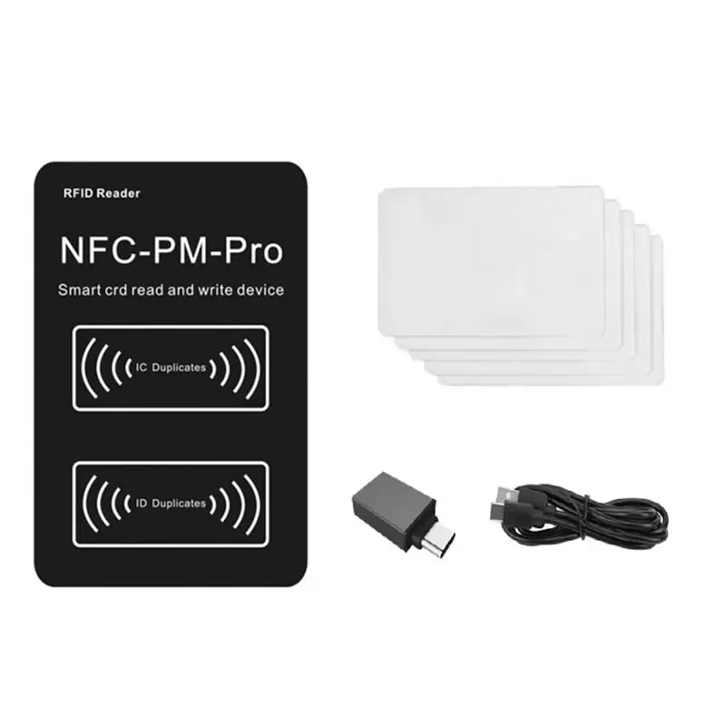 

ABZZ-RFID Smart Chip Reader PM PRO Decoder+5XUID Card Key Copier 13.56Mhz 125Khz Badge Write Token ID IC Tag Clone