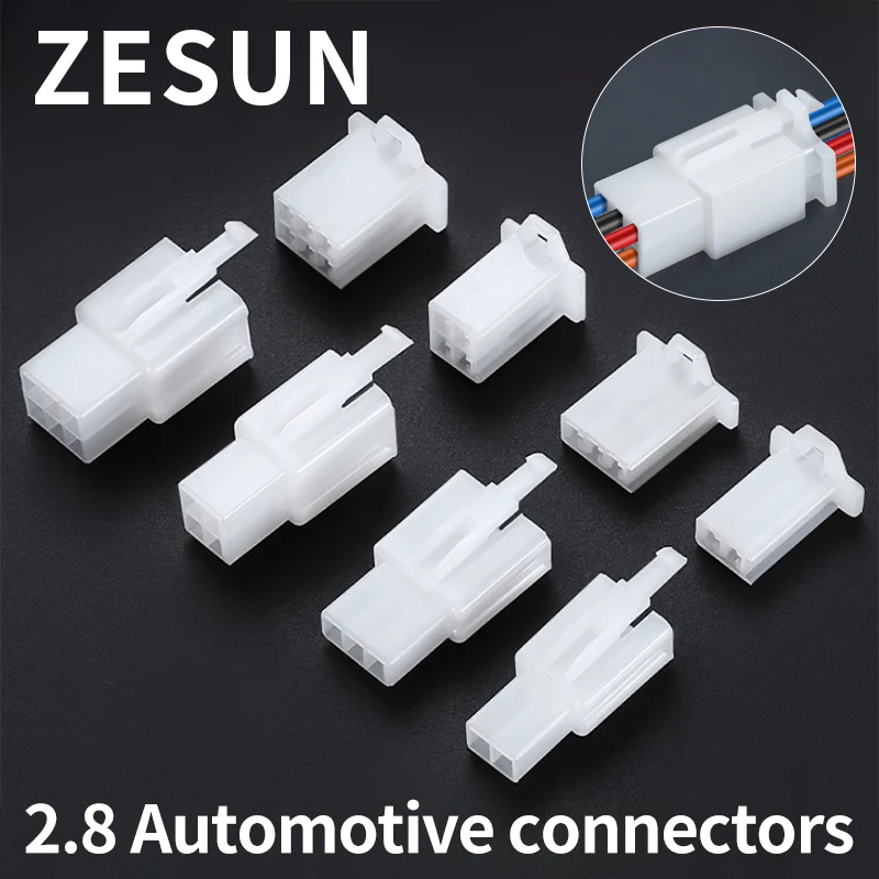 5/10/20sets 2.8 plug-in connectors for automobiles and motorcycles 2P/3P/4P/6P/9P nylon flame-retardant rubber sleeves combo set