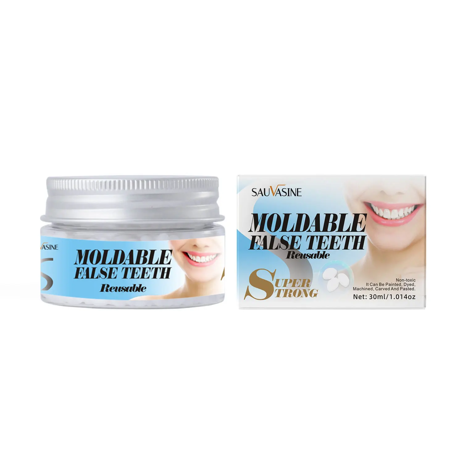 Moldable False Teeth DIY Teeth Non-Toxic Reusable Fake Teeth for Broken Teeth Missing Teeth Halloween Dentures, 30g