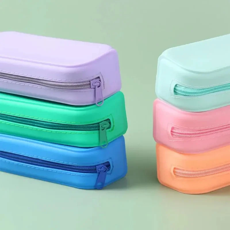 Creative Macaron Color Silicone Pen Case Student Pencil Case Pencil Case Multi-functional Large Capacity Pen