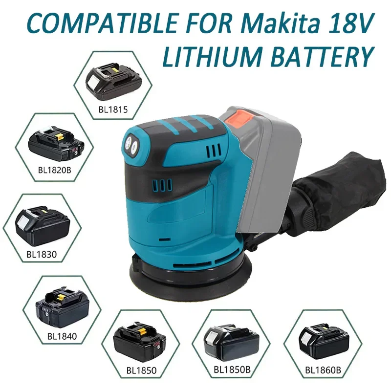 Imagem -03 - Máquina de Polimento sem Fio para Makita Moedor de Madeira Metal Car Depilação 18v Li-ion 125 mm Novo