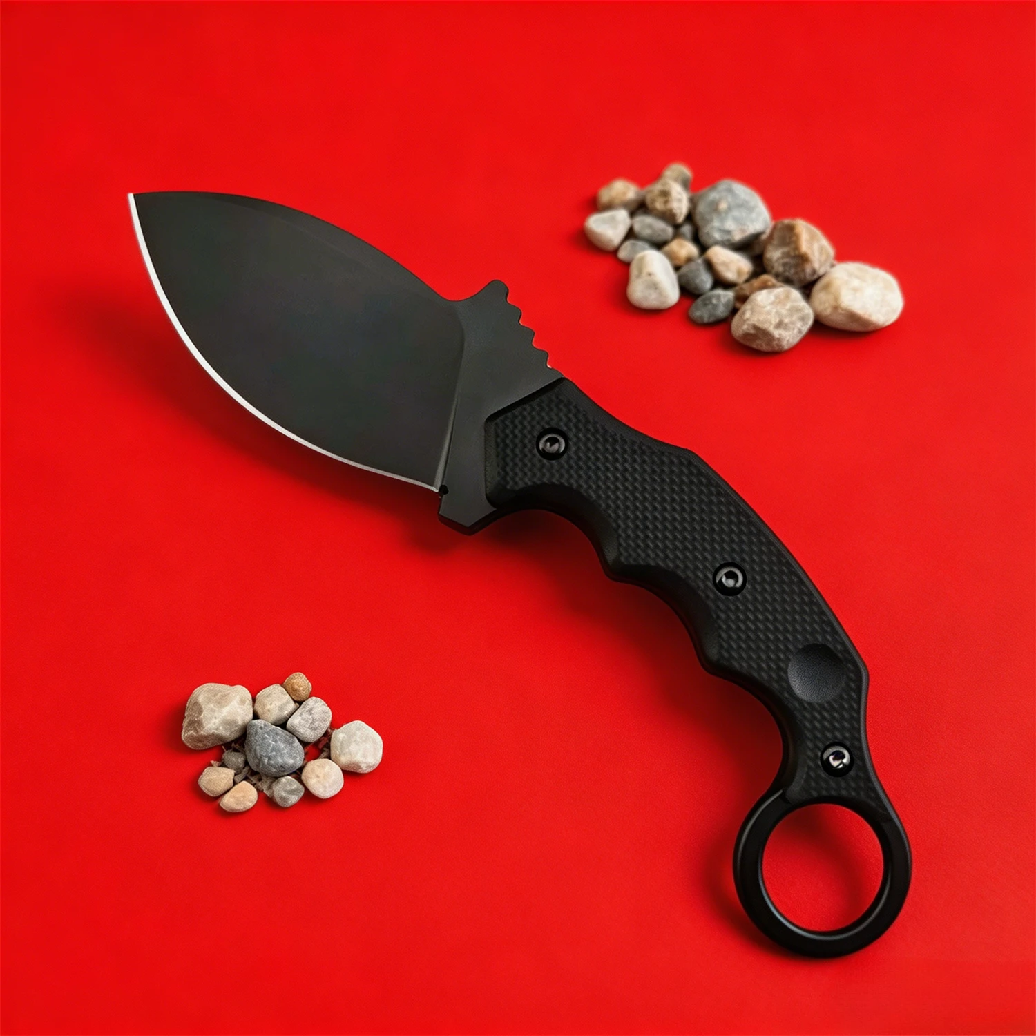 

All Black Outdoor Hiking Camping Fixed Blade Knife, 8Cr13MoV Wear-resistant Steel, Complete with Protective Sheath