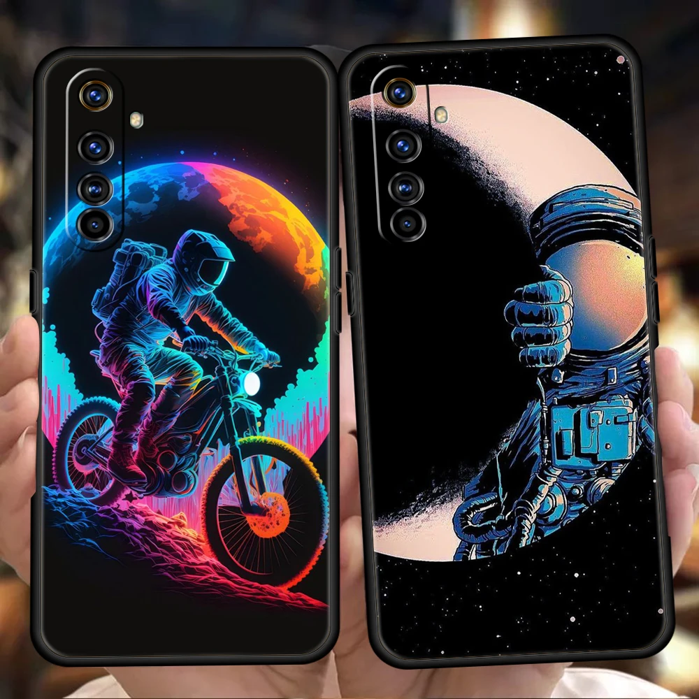 

Cartoon Astronaut Star Space Phone Case for Realme 8 9 Pro Plus 8i 9i 6 7 GT2 C21 C25 C3 C11 11 Pro 5G Plus Shockproof TPU Shell