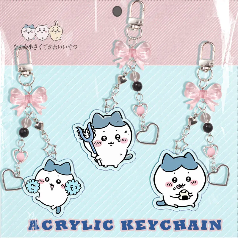 Chiikawa Schlüsselanhänger Acryl Anime Peripherie usagi Acryl Schleife Schlüsselanhänger Perlenschnur Niedlich Interessante Rucksack Anhänger Dekoration