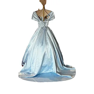 Vintage Moonlight aus der Schulter Hochzeitskleid für Satin -Frauen Spitze zu Brautkleidern aus personalisiertem Hochzeitskleid 8 Hauptverkäufe reibungsloser Hochzeitskleid Satin - №6