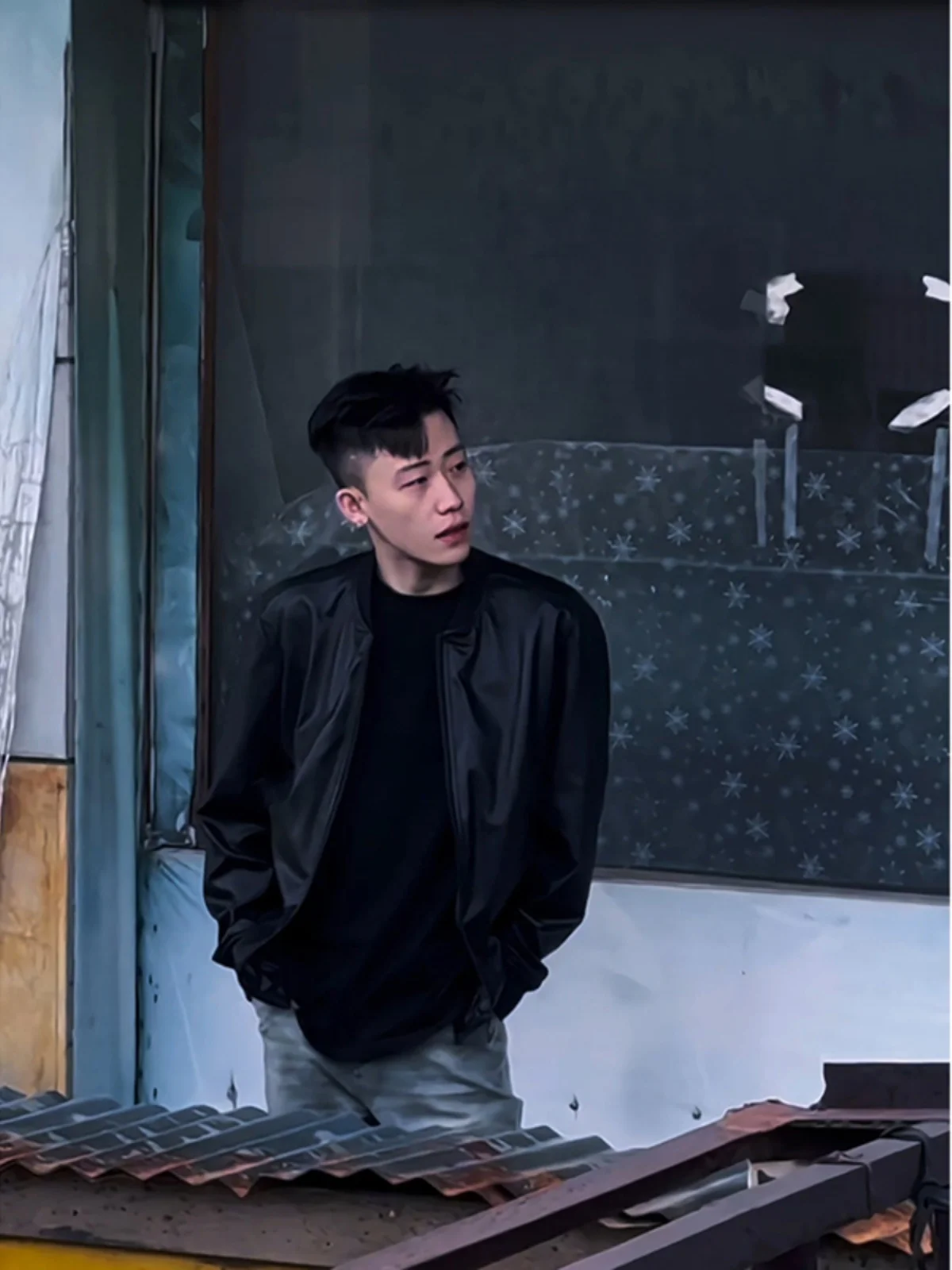 

Vintage PU Leather Jaet Men's Initial Autumn Cool American Sle Baseball Collar Jaet Motorcycle Clothes Outerwear