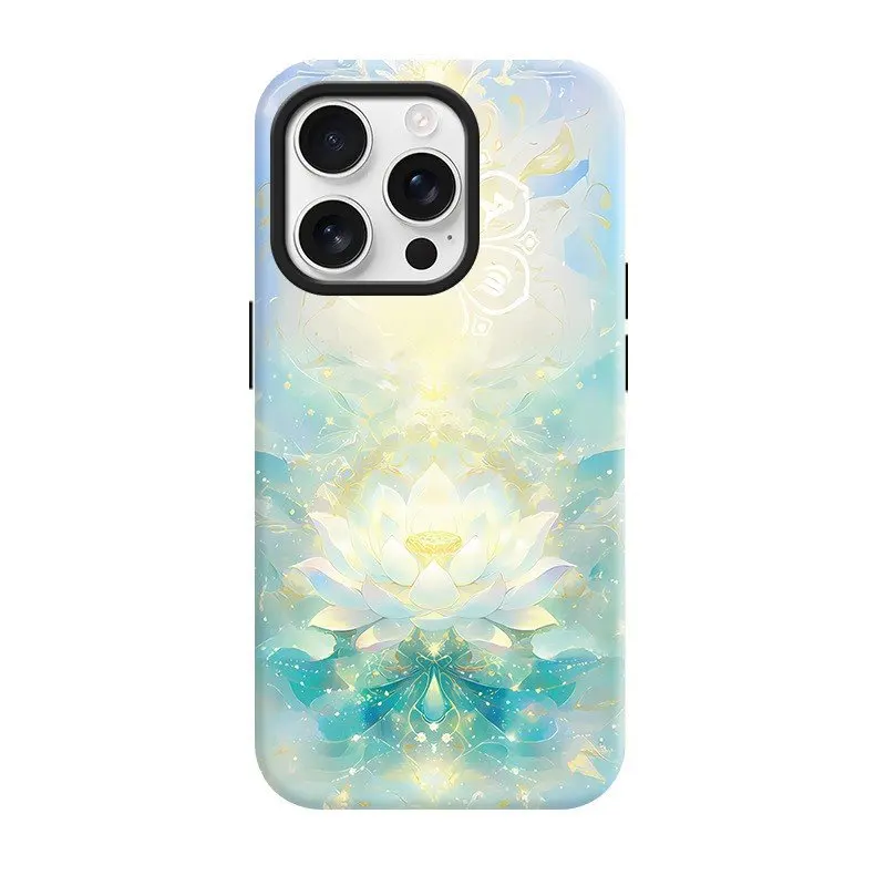 

Custom White Lotus Pattern Film 2-in-1 Case for iPhone 17 16 15 14 13 12 11Pro Max Plus Snug Fit Shockproof Air Protection Cover