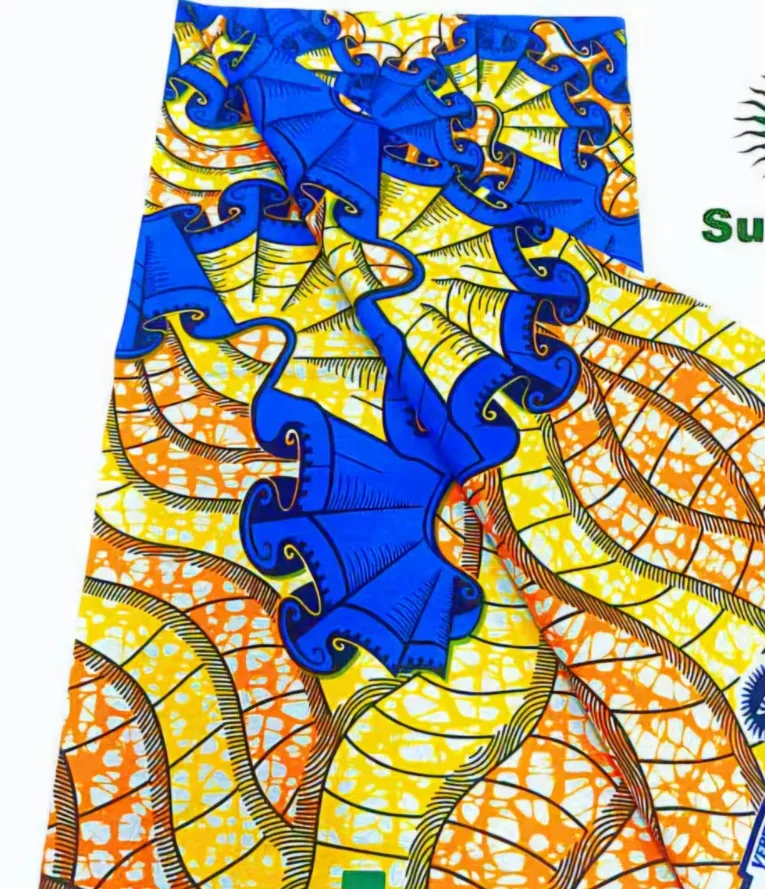 New Spuer Guaranteed Veritable Kente African Wax Print Fabric Real Nigerian Cotton Ankara Wax Fabric Soft Pagne Batik For Sew