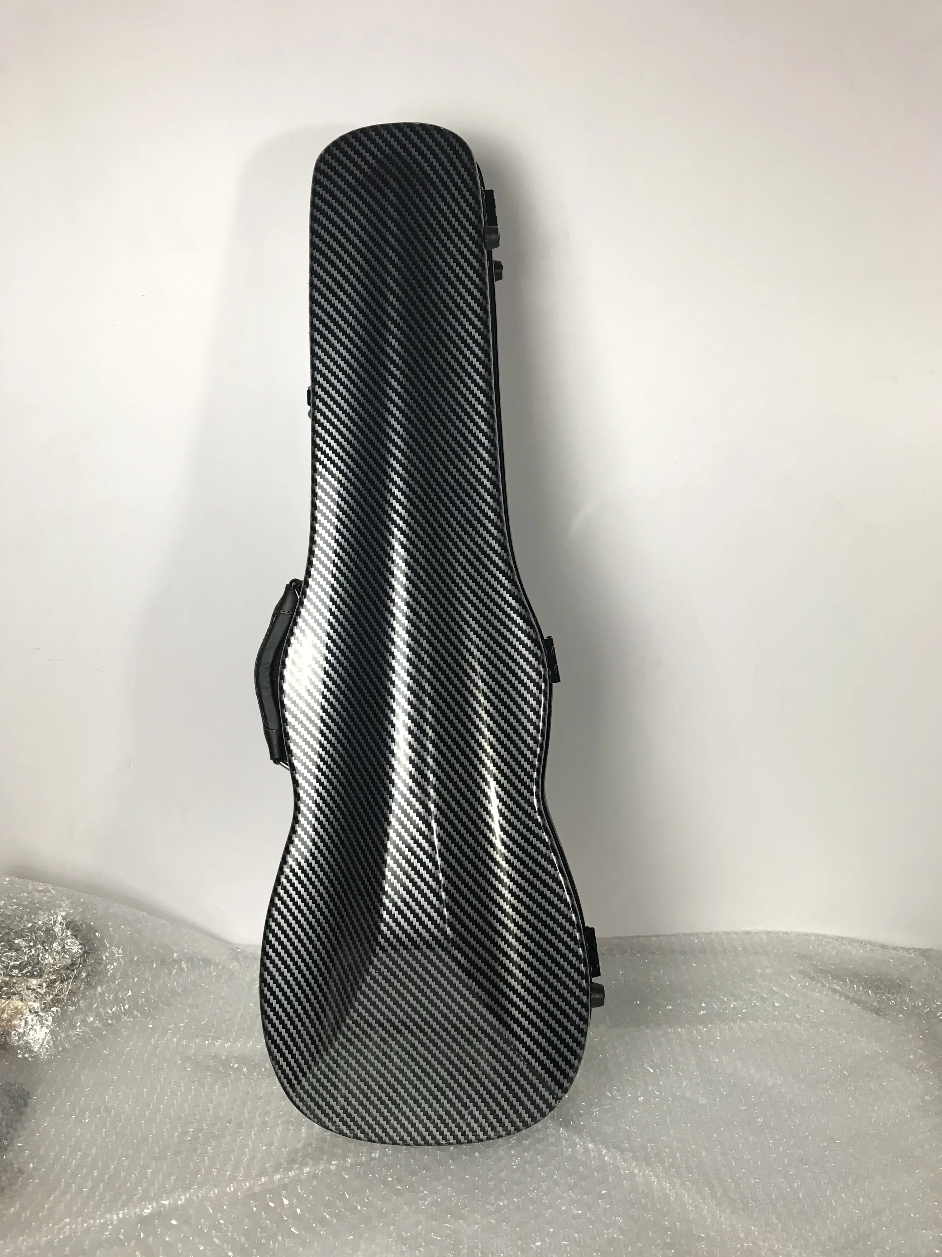 Black Carbon Fiber Violin Case, Triangle Box, Square Box, Hygrometer and Straps, High Quality, 4/4